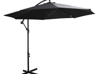 Outsunny 3m Garden Banana Parasol Cantilever Umbrella withCrank& Base