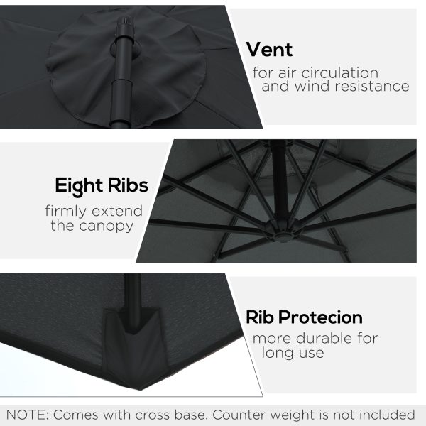 Outsunny 3m Garden Banana Parasol Cantilever Umbrella withCrank& Base - Image 4