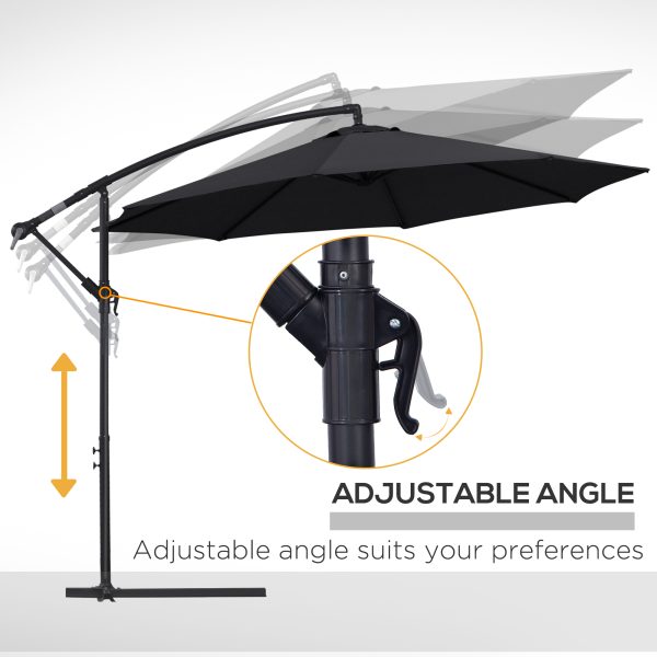 Outsunny 3m Garden Banana Parasol Cantilever Umbrella withCrank& Base - Image 6