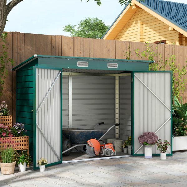 Outsunny 8 x 4FT Metal Garden Storage Shed with Double Doors and 2 Vents - Image 2