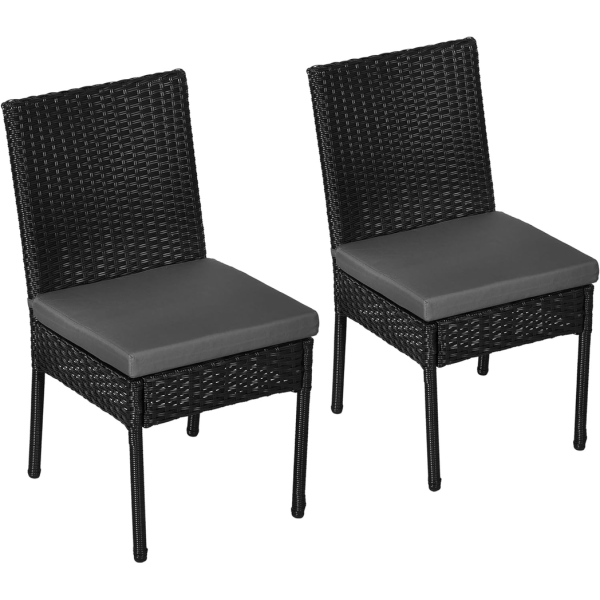 Outsunny 2 PCs Rattan Garden Chairs with Cushion, Wicker Dining Chairs - Image 2