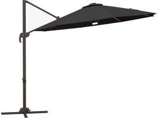 Outsunny 3(m) LED Cantilever Parasol Outdoor with Base Solar Lights Dark Grey
