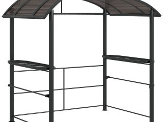Outsunny BBQ Patio Canopy Gazebo with Interlaced Polycarbonate Roof 2 Shelves