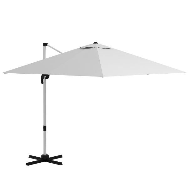 Outsunny 3 x 3(m) Cantilever Roma Parasol Garden Umbrella with Cross Base White