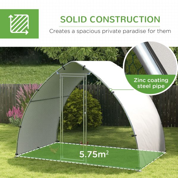 PawHut Walk-In Chicken Run with Cover, for 4-6 Chickens, 3 x 1.9 x 2.2m - Image 5