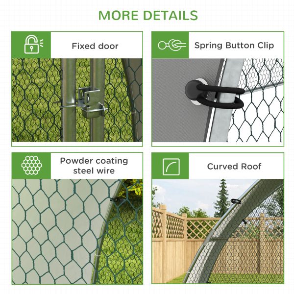 PawHut Walk-In Chicken Run with Cover, for 4-6 Chickens, 3 x 1.9 x 2.2m - Image 6