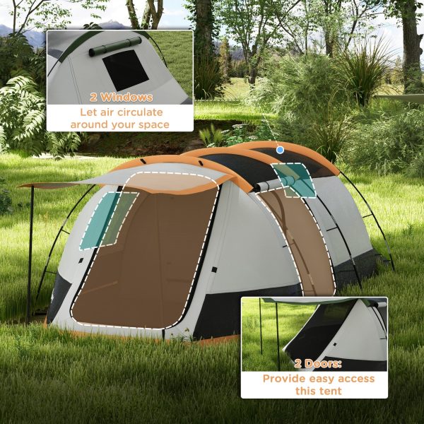 Outsunny Tunnel Tent with Bedroom, Living Room and Porch for 3-4 Man - Image 4