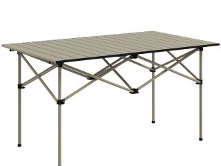 Outsunny Portable Folding Camping Table with Roll Up Aluminium Top Carry Bag