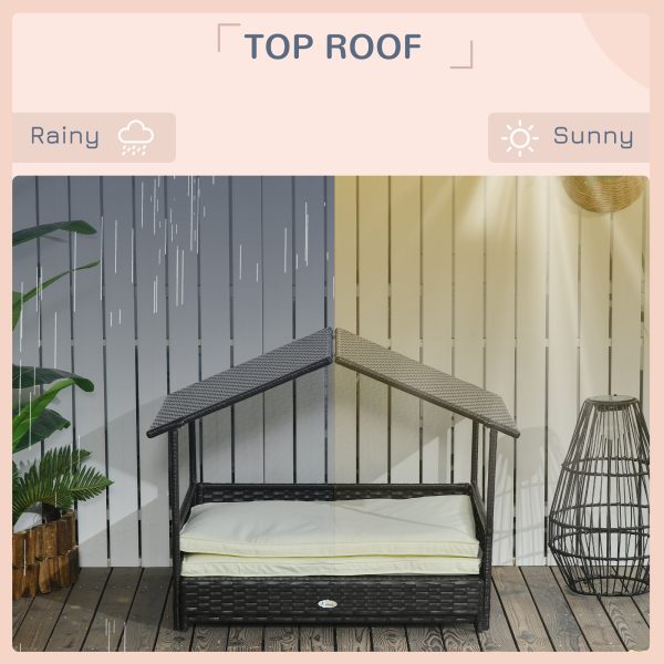 PawHut Extendable Rattan Dog House with Water-Resistant Roof, Cushion - Image 5