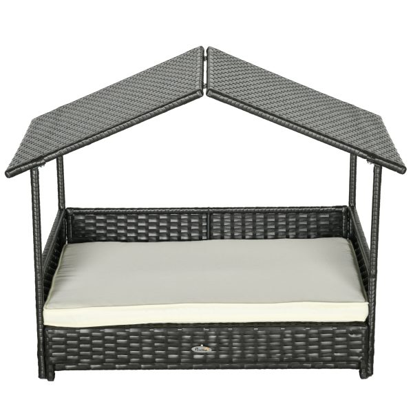 PawHut Extendable Rattan Dog House with Water-Resistant Roof, Cushion - Image 8