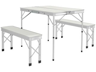 Outsunny Camping Picnic Table and 2 Benches Folding Aluminium Garden Table Set