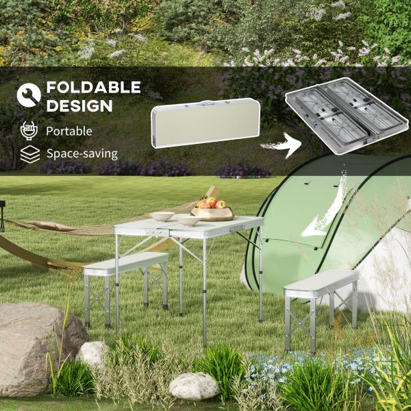 Outsunny Camping Picnic Table and 2 Benches Folding Aluminium Garden Table Set - Image 3