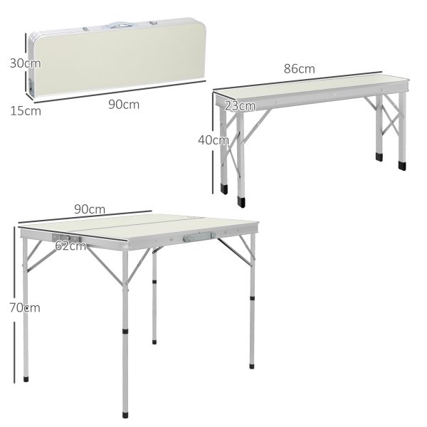 Outsunny Camping Picnic Table and 2 Benches Folding Aluminium Garden Table Set - Image 5