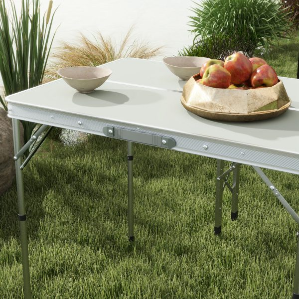 Outsunny Camping Picnic Table and 2 Benches Folding Aluminium Garden Table Set - Image 7
