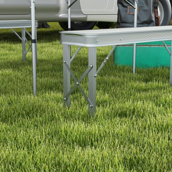 Outsunny Camping Picnic Table and 2 Benches Folding Aluminium Garden Table Set - Image 8
