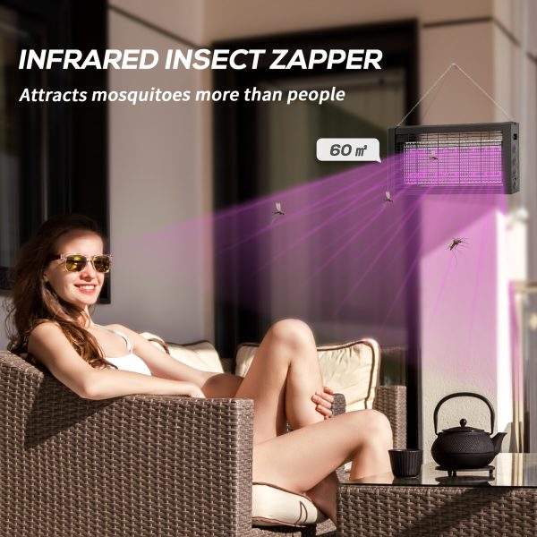 HOMCOM Fly Killer with Infrared Light, Hanging / Freestanding, Black - Image 3