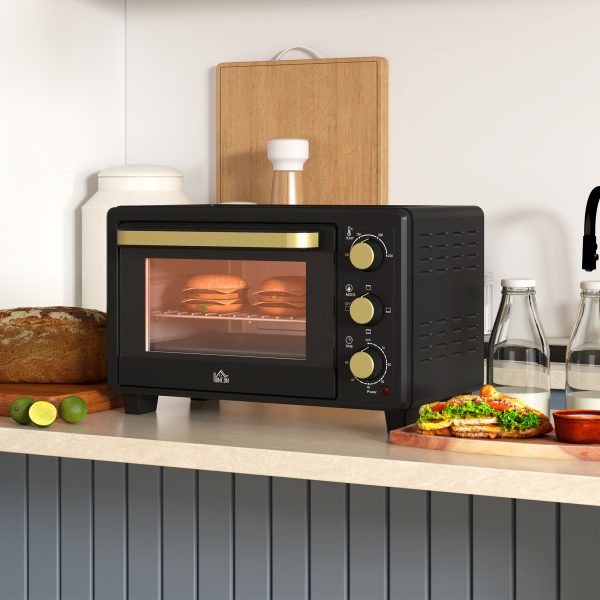 HOMCOM Mini Oven 16L Countertop Oven with Adjustable Temp Timer 1400W, Black - Image 2