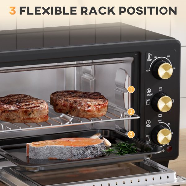 HOMCOM Mini Oven 16L Countertop Oven with Adjustable Temp Timer 1400W, Black - Image 4
