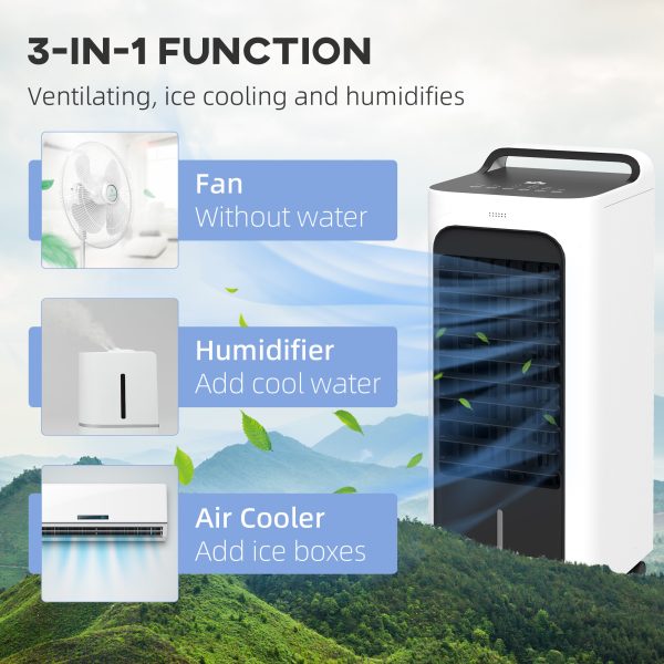 HOMCOM Mobile Air Cooler for Home Office, with Oscillation, Ice Packs - Image 4