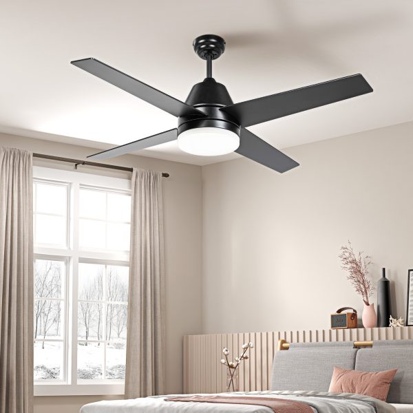 HOMCOM Mounting Reversible Ceiling Fan with Light, Remote, Black & Brown - Image 2