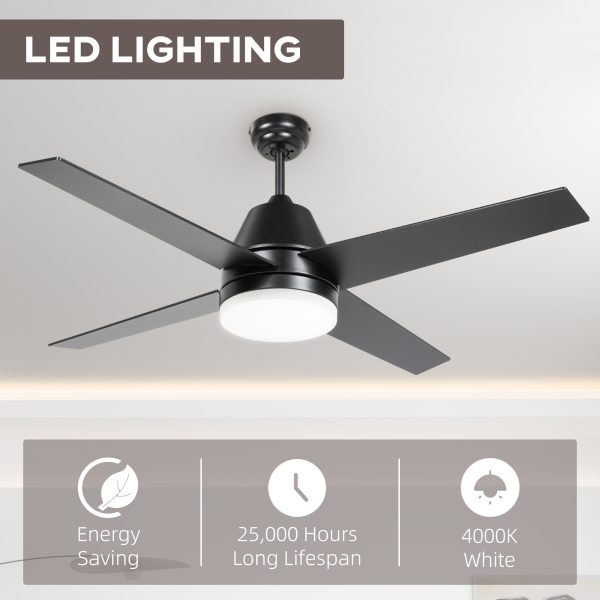 HOMCOM Mounting Reversible Ceiling Fan with Light, Remote, Black & Brown - Image 4
