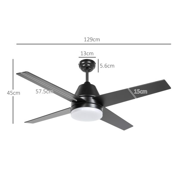 HOMCOM Mounting Reversible Ceiling Fan with Light, Remote, Black & Brown - Image 5