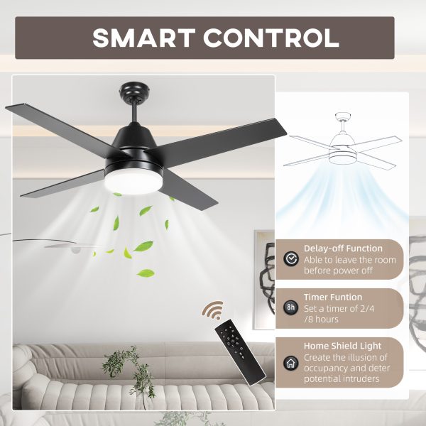 HOMCOM Mounting Reversible Ceiling Fan with Light, Remote, Black & Brown - Image 7