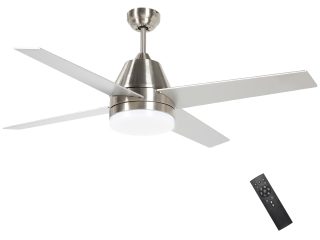 HOMCOM Mounting Reversible Ceiling Fan with Light, Remote, Silver & Black