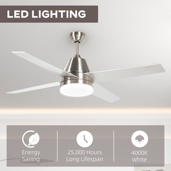 HOMCOM Mounting Reversible Ceiling Fan with Light, Remote, Silver & Black - Image 4
