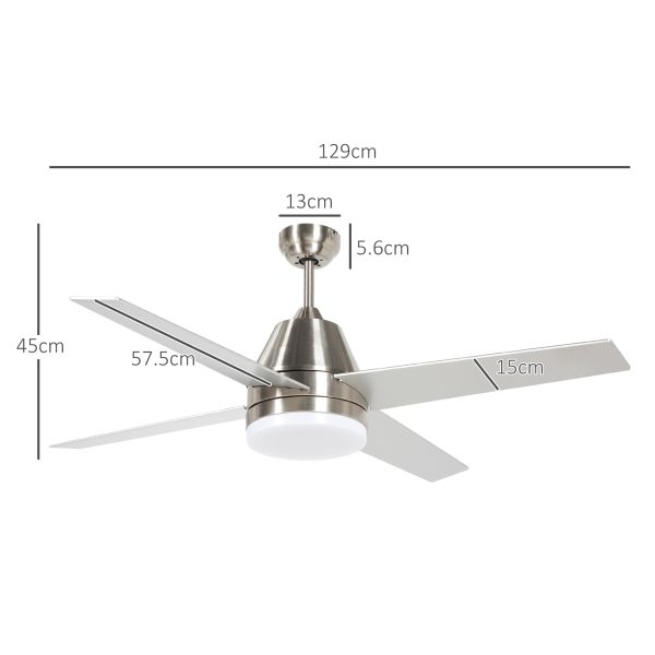 HOMCOM Mounting Reversible Ceiling Fan with Light, Remote, Silver & Black - Image 5