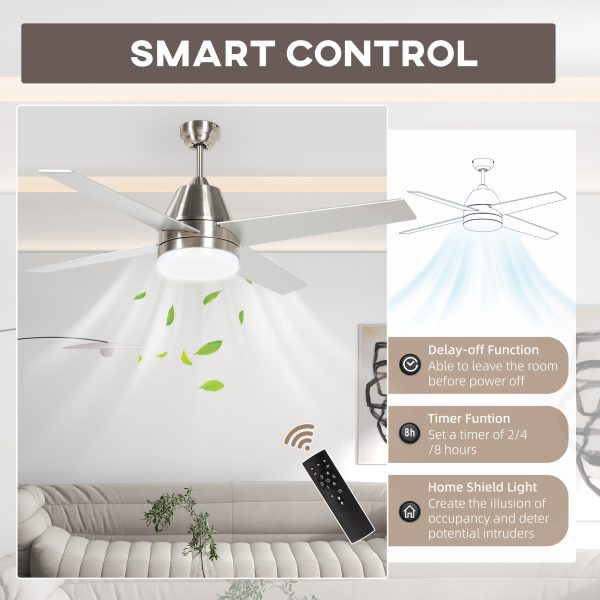 HOMCOM Mounting Reversible Ceiling Fan with Light, Remote, Silver & Black - Image 7