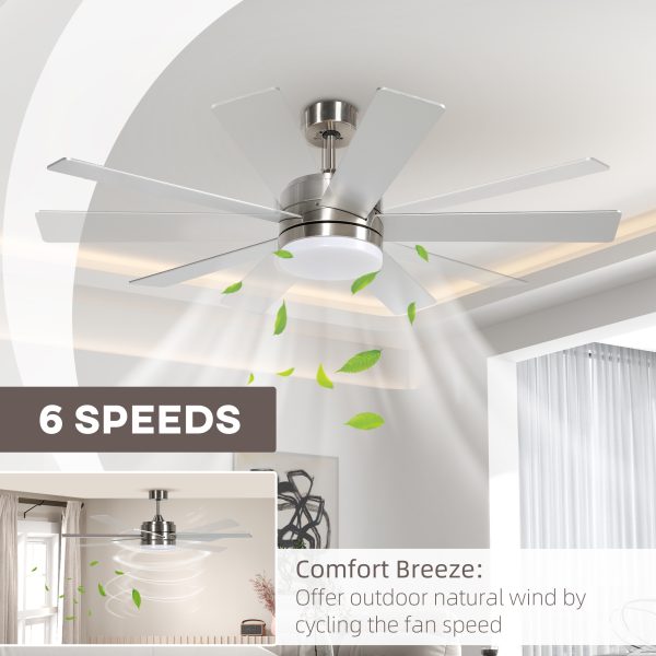 HOMCOM Mounting Reversible Ceiling Fan with Light, Remote, Silver & Natural - Image 3
