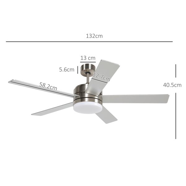 HOMCOM Mounting Reversible Ceiling Fan with Light, Remote, Silver & Natural - Image 5