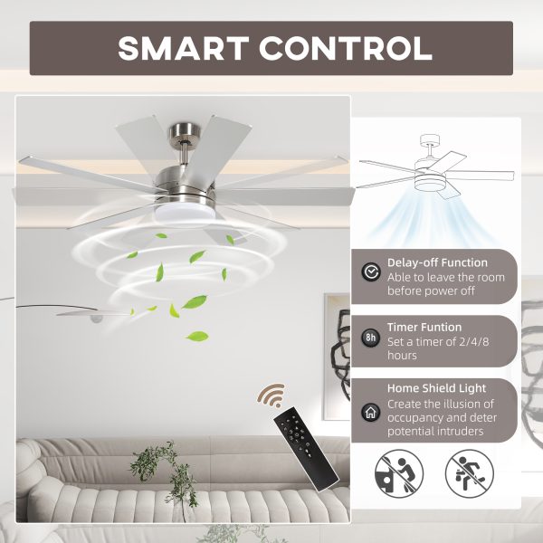 HOMCOM Mounting Reversible Ceiling Fan with Light, Remote, Silver & Natural - Image 7