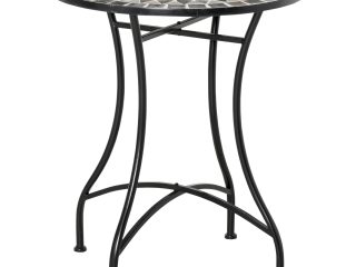 Outsunny Mosaic Side Table Bistro Coffee Table for Garden Patio Balcony Grey