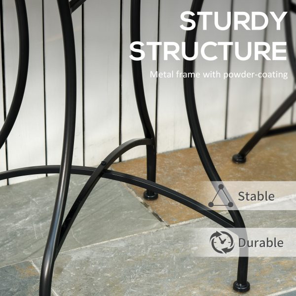 Outsunny Mosaic Side Table Bistro Coffee Table for Garden Patio Balcony Grey - Image 3