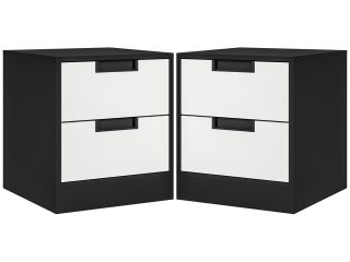 HOMCOM 2 Drawer Bedside Tables Set of 2 with Storage Nightstands for Bedroom