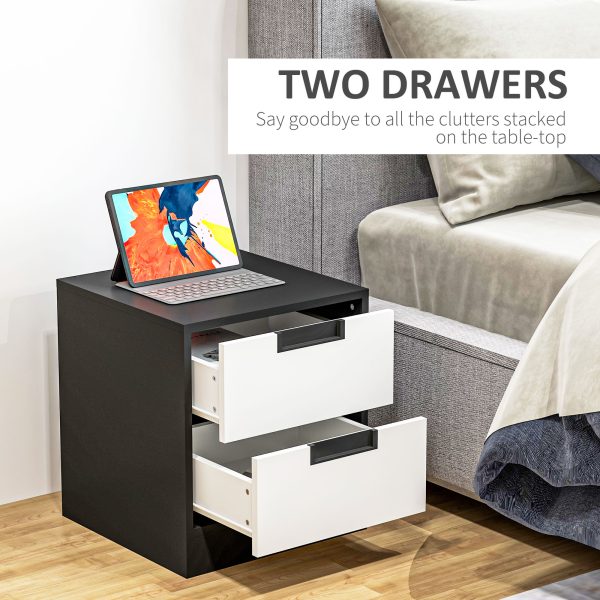 HOMCOM 2 Drawer Bedside Tables Set of 2 with Storage Nightstands for Bedroom - Image 4