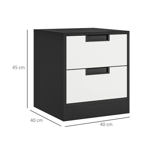 HOMCOM 2 Drawer Bedside Tables Set of 2 with Storage Nightstands for Bedroom - Image 5