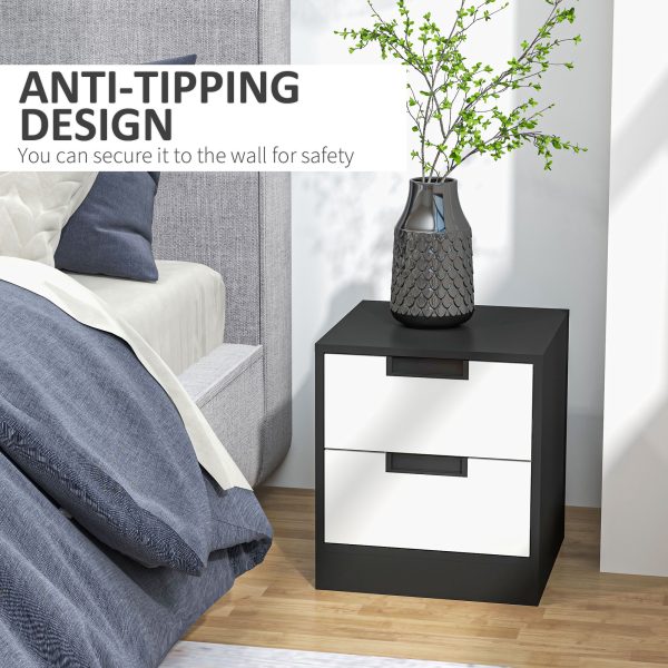 HOMCOM 2 Drawer Bedside Tables Set of 2 with Storage Nightstands for Bedroom - Image 6