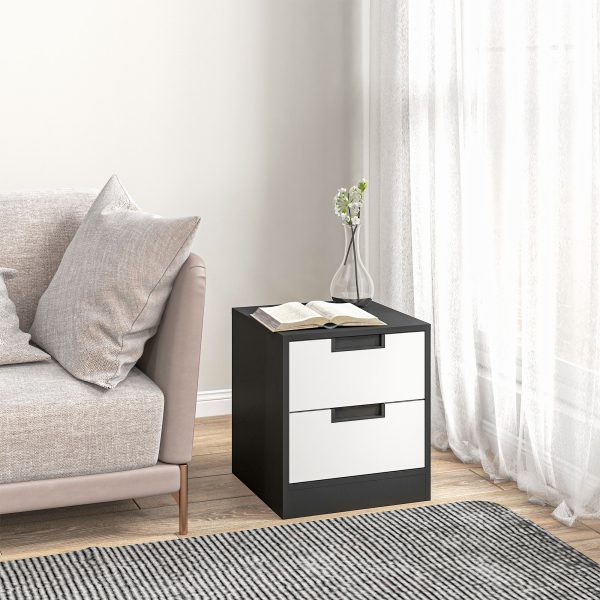 HOMCOM 2 Drawer Bedside Tables Set of 2 with Storage Nightstands for Bedroom - Image 7