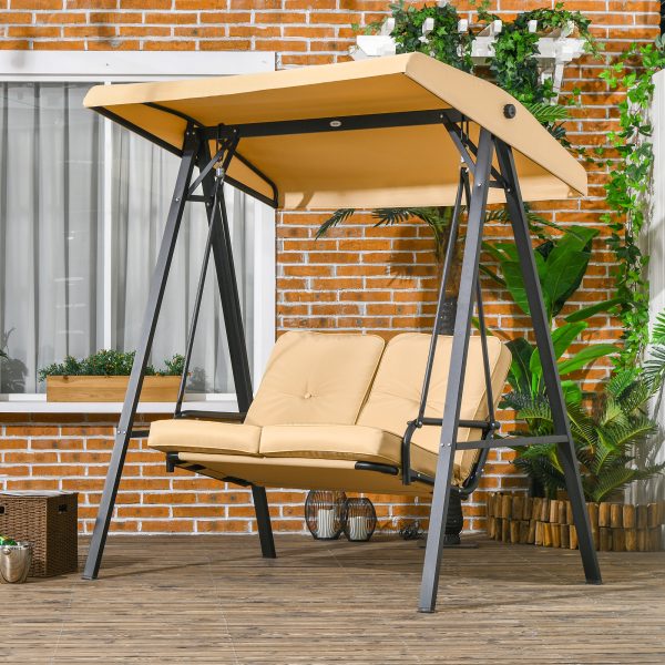 Outsunny 2 Seater Garden Outdoor Swing Chair Hammock with Adjustable Canopy - Image 2