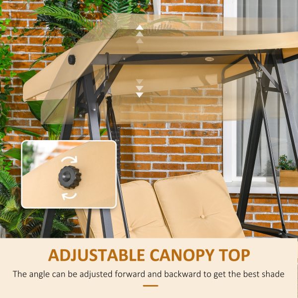 Outsunny 2 Seater Garden Outdoor Swing Chair Hammock with Adjustable Canopy - Image 3