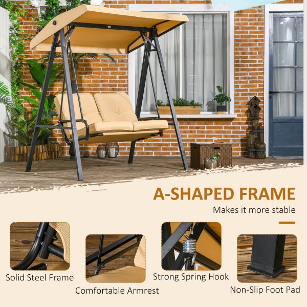 Outsunny 2 Seater Garden Outdoor Swing Chair Hammock with Adjustable Canopy - Image 6