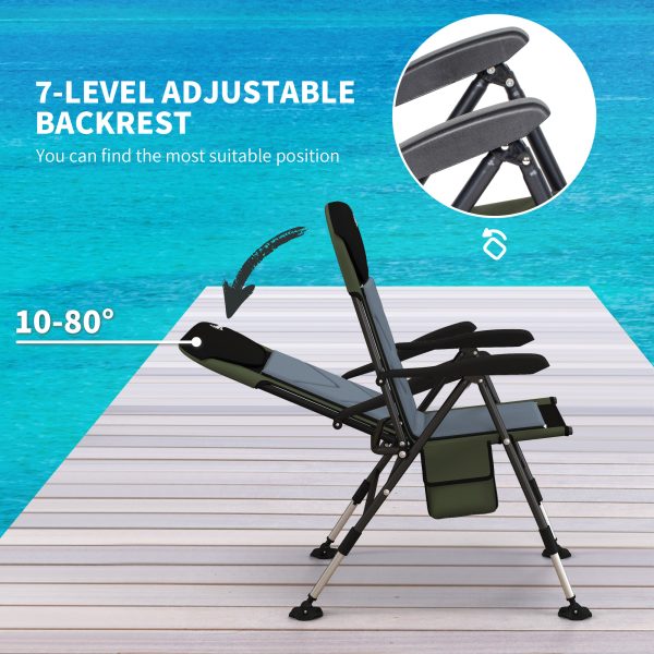 Outsunny Folding Fishing Chair Camping Chair with 7-Level Adjustable Backrest - Image 3