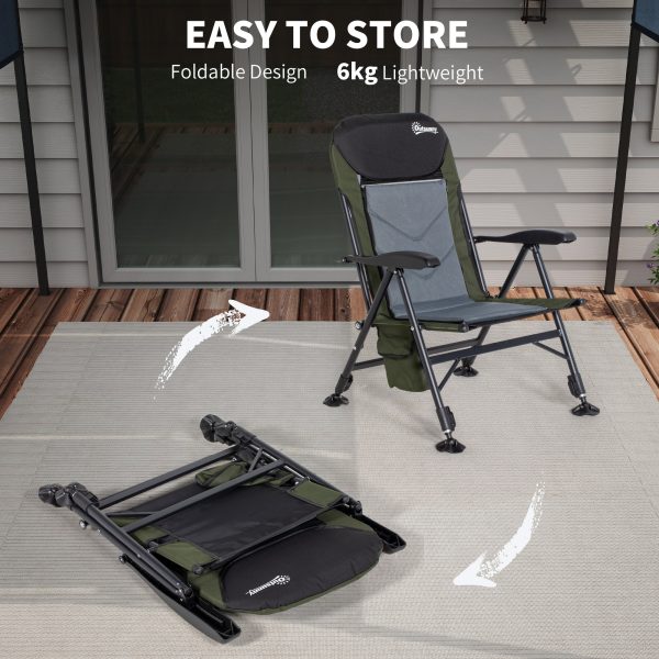 Outsunny Folding Fishing Chair Camping Chair with 7-Level Adjustable Backrest - Image 7
