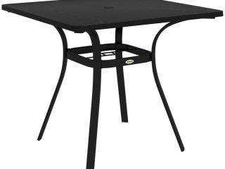 Outsunny Garden Table with Metal Tabletop, Steel Frame for Balcony, Porch, Black