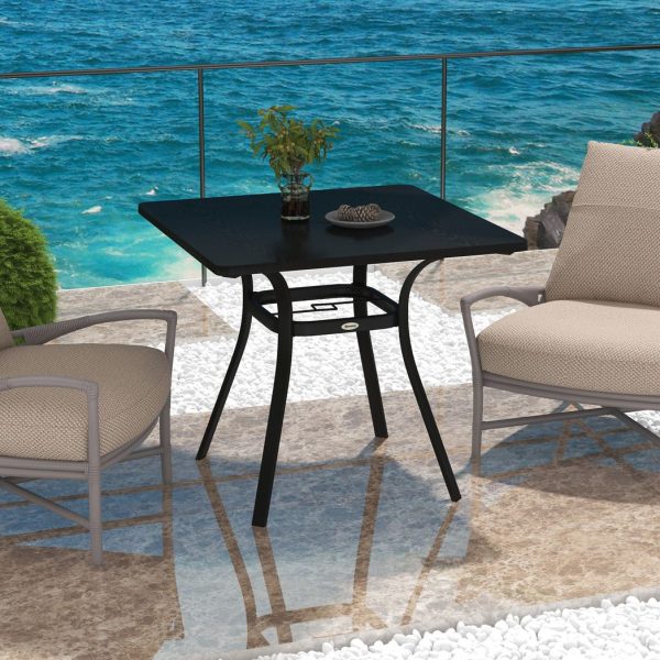 Outsunny Garden Table with Metal Tabletop, Steel Frame for Balcony, Porch, Black - Image 8
