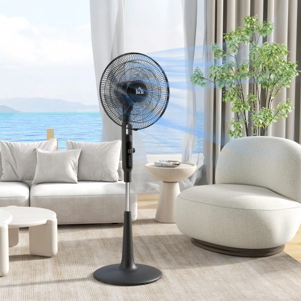 HOMCOM 12V DC Standing Fan with 75Â° Oscillation Mosquito Repellent Function
