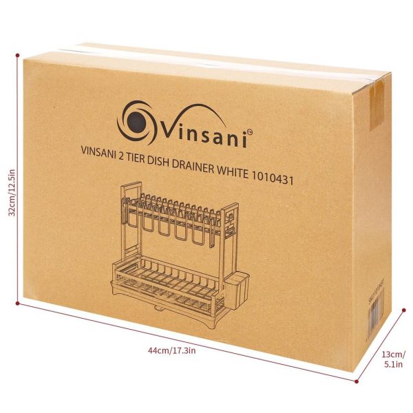 VINSANI 2 TIER DISH DRAINER WHITE 1010431 - Image 2